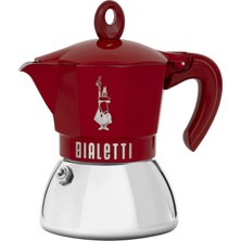 Mey İthalat Bialetti - Moka Exclusive Indüksiyon: 4 Cups Ocak Üstü Espresso Pişirici - 200ML - Kırmızı Renk - Alt Hazne: Dış Paslanmaz Çelik Iç Alüminyum - Indüksiyon Ocak Türleri Için Uygundur