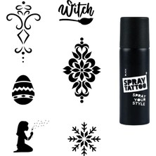 Mey İthalat Mandala ve Kar Tanesi Spray Tattoo Geçici Dövme Seti Dark Siyah Sprey
