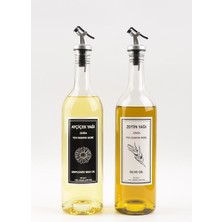 Mey İthalat 2'li 750 ml Akıtmaz Şeffaf Zeytinyağı Sıvıyağ Şişesi Cam Yağdanlık Akıtıcılı Yağlık 750ML