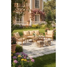 Dora Garden Home Zen 3+1+1 Kahverengi Rattan Bahçe Takımı Kahverengi (Siyah Çizgili)