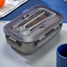 Mey İthalat Promosyonca Beslenme Kutusu, 2 Bölmeli Lunch Box, Kaşık ve Çatal Dahil, Bpa Free, Kilitlenebilir Kapak, Çatal Kaşık Bölmeli