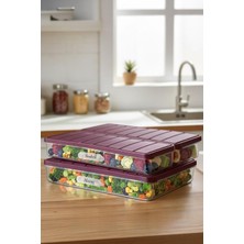 Mey İthalat 3'lü Set (1 Adet 2,25 2 Adet 1 Lt.) Nora Organizer Buzdolabı Buzluk Düzenleyici Saklama Kabı-Mürdüm