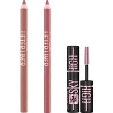 Mey İthalat Maybelline New York Lifter Liner Dudak Kalemi 05 On It & 07 Big Lift & Mini Lash Sensational Sky High Cosmic Black Maskara Makyaj Seti