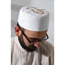 Mey İthalat Nalı Şerif Desenli Kalıp Kumaş Takke Beyaz Beyaz 60