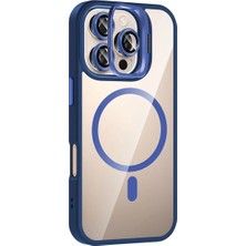 Bezos iPhone 16 Pro Max Remim Lensli Magsafe Standlı Kapak - Lacivert