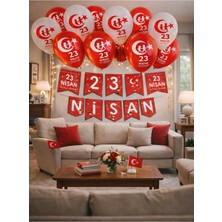 Mey İthalat 23 Nisan Dekoratif Süsü Flama Okul Süsü, Atatürklü Balon, Türk Bayrağı Pano Süsleri “3 Metre Led”,