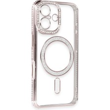 Bezos iPhone 16 Kılıf Joke Simli Magneticsafe Kılıf - Pembe