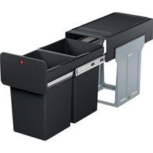 Mey İthalat Hailo Ecoline Design L Gömme Çöp Ayırma Sistemi | 2 x 14 L | 28 L | Duo Çöp Ayırıcı Teleskopik Raylar Üzerinde Tam Çekmeli | Çıkarılabilir Kapak, Raflı | Çelik Sac | Almanya'da Üretilmiştir | Siyah