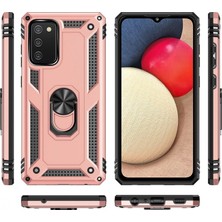 Bezos Galaxy A03S Kılıf Sofya Yüzüklü Silikon Kapak - Rose