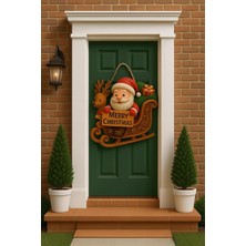 Mey İthalat Noel Babalı Kızaklı Hediye Paketli Yılbaşı Geyikli Kapı Süsü Ahşap Noel Kapı Süsü Yılbaşı Mazemeleri Temalı Hediyeler 2026 (25-30 Cm)