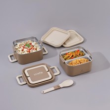 Mey İthalat Aryıldız Bento Lunch Box Yemek Termosu Kare Haki 1400 ml AR262115