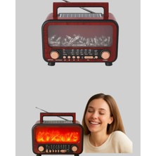 Bezos Şömine Alev Işıklı Solar Bluetooth Hoparlör – 7W Güçlü Ses, Fm Radyo
