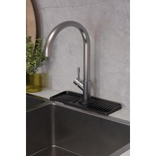 Mey İthalat Ata Home Musluk Matı Elastik Silikon Mutfak ve Banyo Için Lavobo Su Tutucu Musluk ve Batarya Matı SIYAH,515201742