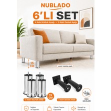 Nublado 6’lı Koltuk Ayağı Seti 15 cm 4 Krom Ayak + 2 Orta Destek Ayağı  6’lı Koltuk Ayağı Seti 4 Krom Ayak