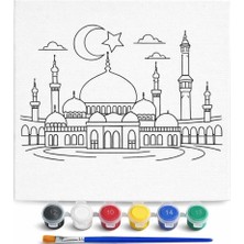 Mey İthalat Ramazan Desenli Tuval Etkinlik Boyama Ramazan Süsleri, Ramazan Süsü, Ramazan Süslemeleri 20-20 cm