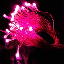 Mey İthalat Gaman Yılbaşı Aydınlatması 10 Metre 220 Vold Sabit Aydınlatma 38 LED Işık- Fişli Pembe