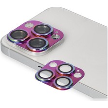 Bezos iPhone 13 Pro Max Pers Alüminyum Kamera Lens - Rainbow