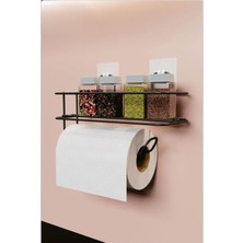 Mey İthalat Orret Home Yapışkanlı Metal Raf – Kağıt Havlu Askılı Duvar Tipi Baharatlık ve Şampuanlık, Banyo ve Mutfak Için Uygun, Delmeden Yapıştırmalı Metal Askılı Organizer Raf