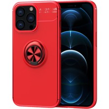 Bezos iPhone 13 Pro Max Kılıf Range Yüzüklü Silikon - Kırmızı