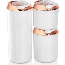 Mey İthalat Vip Ahmet Lüks Yuvarlak Vakumlu Saklama Kabı, Beyaz 1250 ml +700 ml + 400 ml