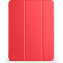 Mey İthalat Babilden Apple iPad Tablet ile Uyumlu Tablet Kılıfı Smart Cover Uyku Modlu Standlı Arkası Sert Şeffaf Kapak (Kırmızı, iPad Pro 11 2024)