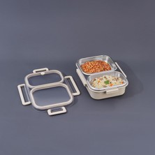 Mey İthalat Aryıldız Bento Dikdörtgen 2 Bölmeli Lunch Box Yemek Termosu Vizon 1000 ml