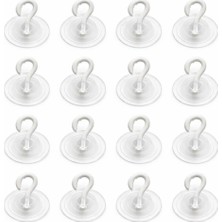 Mey İthalat Şeffaf Cam Vantuzlu Askı Seti 16’lı, 3 cm x 3 cm Kompakt Tasarım, 3 cm Çap Güçlü Vakumlu Yapışma, Delme ve Vidalama Gerektirmez, Iz Bırakmadan Sökülebilir, Banyo Mutfak Duş Camı Fayans Için Uygun