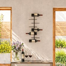 Mey İthalat Rack And Cork - Modern Metal Şarap Rafı – Duvara Monte Edilebilir 8 Şişelik Şarap Tutucu – Minimalist Ev Bar Dekorasyonu