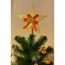 Mey İthalat Yılbaşı Ağacı Yıldızı Gold Kurdelalı Merry Christmas Yazılı Yılbaşı Süsü