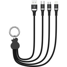 Mey İthalat X-Level X-Trio 3 In 1 Usb-A Çoklu Şarj Kablosu 30CM – Lightning Micro USB Type-C Uyumlu 2.2A 12W Hızlı Şarj Destekli Örgü Dayanıklı Alüminyum Başlıklı Taşınabilir Anahtarlıklı Kablo | XCC8400