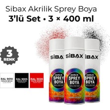 Sibax Akrilik Sprey Boya 3’lü Karışık 3 Renk Seti – 400 ml x 3 Adet