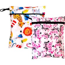 Mey İthalat Yorni 2 Adet Sıvı Geçirmeyen Çok Amaçlı Çanta, 30 x 35 cm Jungle ve 37 x 30 cm Mom Desen, Ekonomik Set, Yıkanabilir