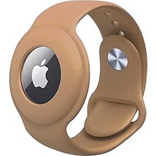 Mey İthalat Airtag ile Uyumlu Anahtarlık Kordonu Kılıfı Silikon Band Gold