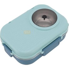 Mey İthalat Vagonlife Bento 1100ML Lunchbox Tek Katlı Çelik Sefer Tası Kaseli Yemek Kutusu (Turkuaz)