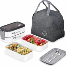 Mey İthalat Valkyrie 1350 ml Termal Yemek Kabı Seti – Çelik Bölmeli Sızdırmaz Lunch Box + Isı Yalıtımlı Çanta