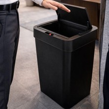 Mey İthalat 50 Litre Sensörlü Çöp Kovası, Otomatik Temassız Akıllı Çöp Kutusu, Dokunmatik Açma Özellikli, Sessiz Kapanan, Büyük Boy Mutfak, Ofis ve Ev Için Siyah