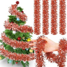 Mey İthalat Yenigeldi 1 Adet 1.7 Metre Kırmızı Kalın Yılbaşı Püskül Süsü Tinsel Garland,süs T77, Kırmızı