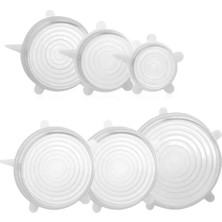 Mey İthalat Silikon Streç Kapak Seti, Gıda Saklama Kabı Kapağı, Plastik, Çok Renkli, 6'lı Set, Elde Yıkanabilir