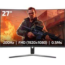 Mey İthalat Gamepower 27″ Vivid T50 Curved Rgb 200Hz 0.5ms 1500R Curved 2X2W Speaker Va Gaming Monitör (Sıfır Ölü Piksel Garantili)