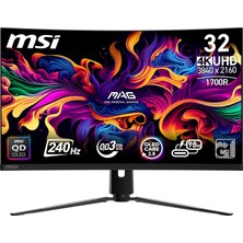 Mey İthalat Msı 31.5 Mpg 321CURX Qd-Oled, Gaming Monitör, Uhd, 16:9, Curve 1700R, Qd-Oled, 240Hz, 0.03MS (Gtg), G-Sync Compatible
