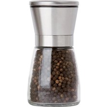 Mey İthalat Fethiye Toptan Cam Gövdeli Paslanmaz Çelik Kapaklı Baharat Öğütücü Tuzluk Karabiberlik Öğütücü (13CM), FT4344