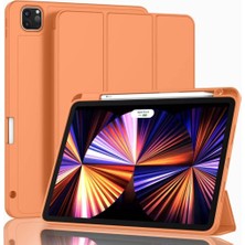 Mey İthalat Apple iPad Pro 12.9 4. Nesil ve 3. Nesil ile Uyumlu Kılıf Pen Charge Kalem Bölmeli 2018-2020 Turuncu