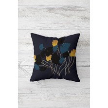 Mey İthalat Pelangi Ginko Biloba Yaprağı Desen Çift Tarafı Baskılı Gizli Fermuarlı Kırlent Koltuk Yastık Kılıfı, Füme 45 x 45