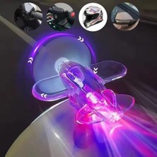 Bezos 26786 LED Işıklı Motosiklet Süs Uçağı Pilsiz Çalışan Kırmızı-Mavi Işık Efektli