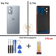 Arsking One Plus Vida Seti + Yapıştırıcı One Plus 9 Gri Yapıştırıcı B-7000 Yapıştırıcı Vida Seti Arka Kapak Arka Cam Batarya Kapağı Lazer Kesim Kapak Pil Kapağı Back Cover