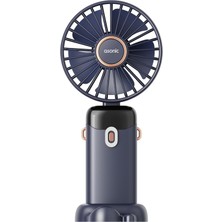 Mey İthalat Asonic Dijital Göstergeli Mini USB Fan - 90 Derece Ayarlanabilir Şarj Edilebilir El Vantilatörü, Katlanabilir Taşınabilir Sessiz Masaüstü Siyah Cep Fanı