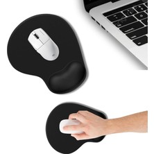 Mey İthalat MP01 - Elips Bilek Destekli Mouse Pad | Konforlu, Kaymaz Taban, Ergonomik, Yumuşak, Ev,ofis (Siyah)