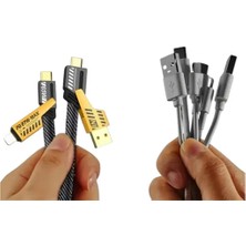 Bezos 4'ü 1 Arada USB Hızlı Şarj ve Veri Kablosu – 65W Güç, Çoklu Bağlantı, 1.2m