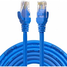 Mey İthalat Cat6 Ethernet Kablosu (15 Metre) - 1000 Mbps’e Kadar Veri Aktarımı - Fabrikasyon RJ45 Konnektörlü - Mavi