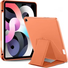 Mey İthalat Babilden iPad Tablet Ile Uyumlu Kılıf Lüks Kadife Iç Kaplamalı Suni Deri Mıknatıslı Standlı Tablet Arka Kapak (Turuncu, iPad 9.nesil 10.2 Inch)